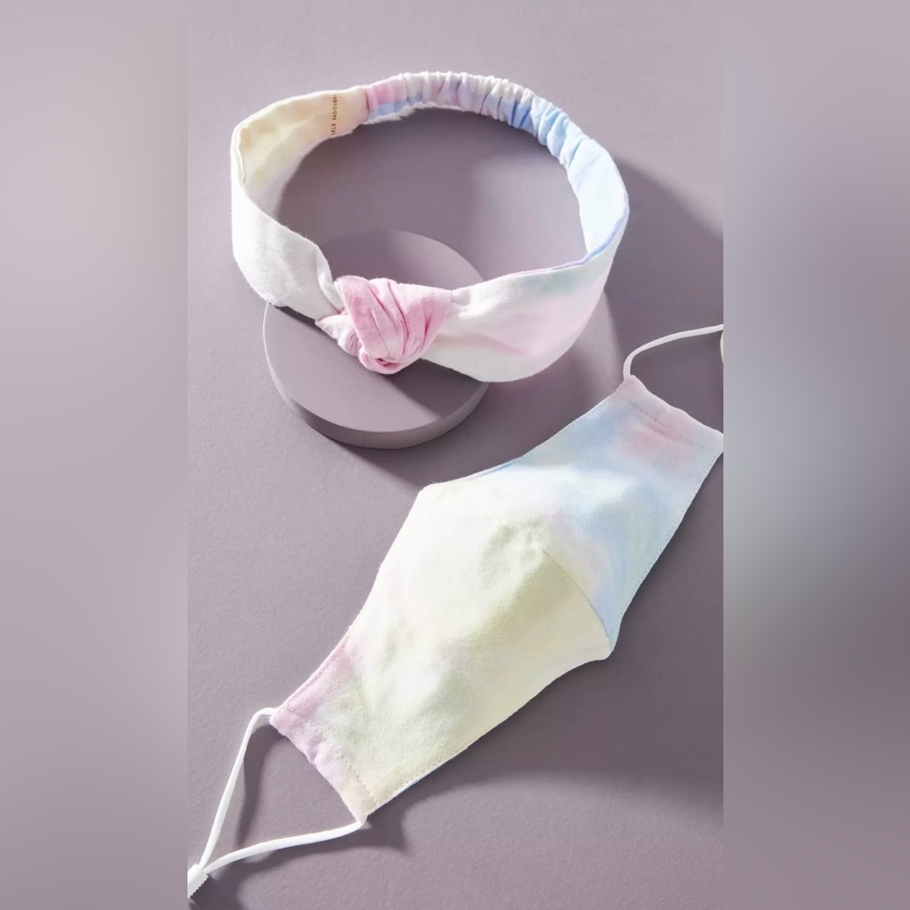 New Lele Sadoughi Tie-Dye Headband and Mask Set Cotton